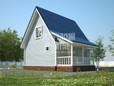 Проект дома из бруса 6х8 с мансардой и террасой (превью)