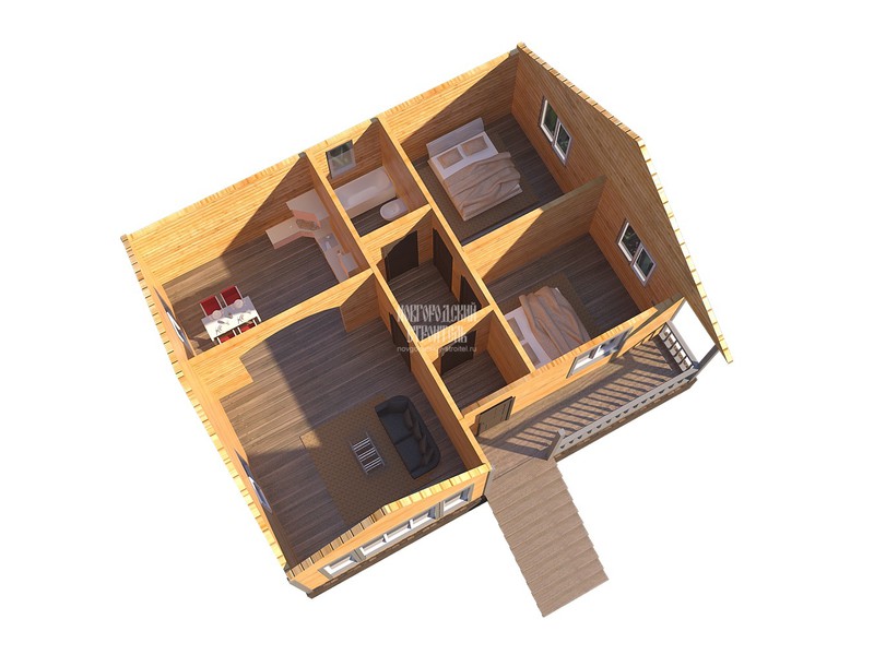 Проект одноэтажного дома из бруса 8х10 - визуальный план