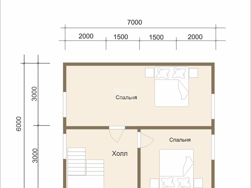 Дом из бруса 6х7 в 1.5 этажа с котельной - планировка