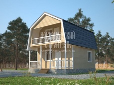 Проект дома из бруса 7,5х6 с мансардой и балконом: цена строительства под ключ - недорого