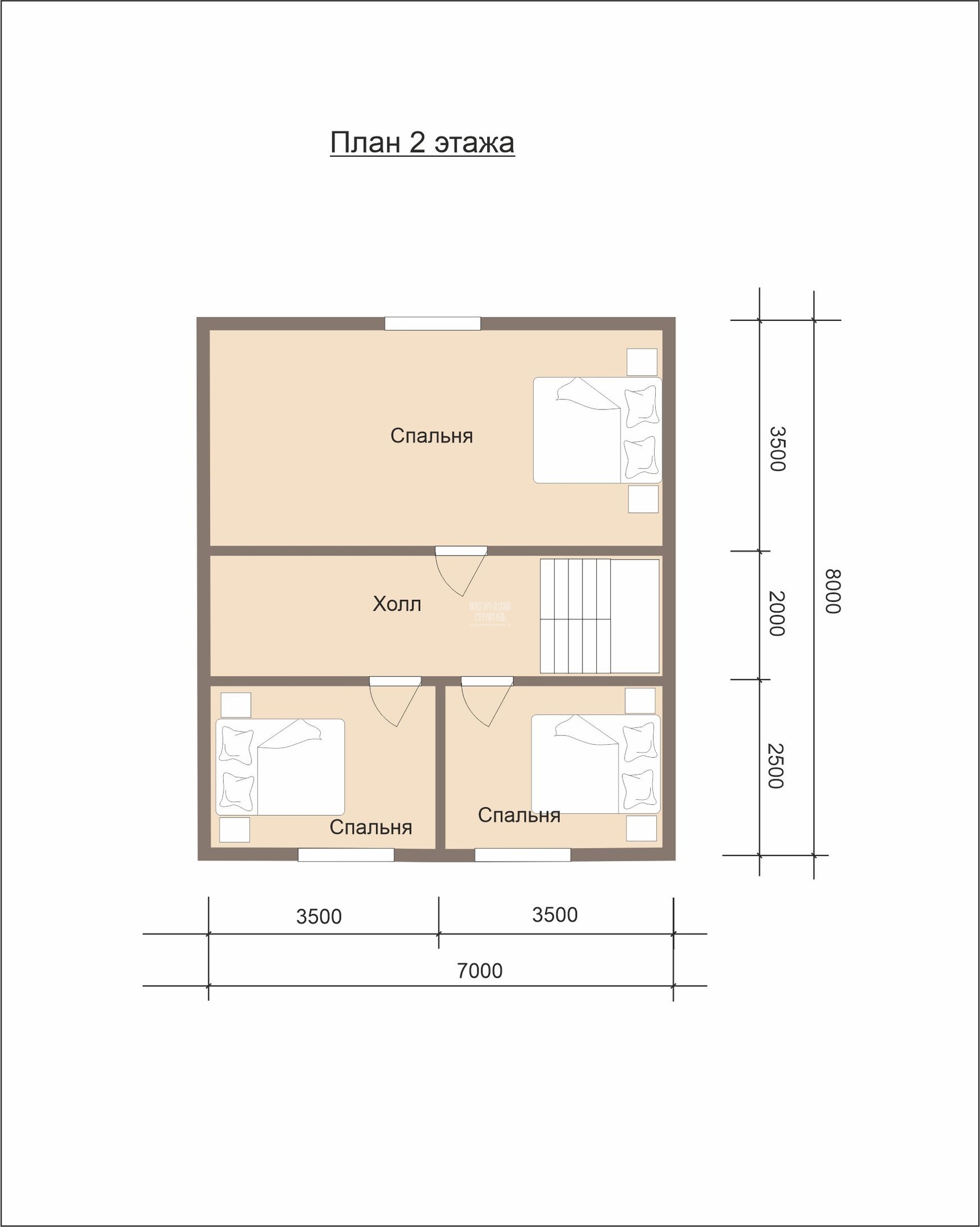 Проект каркасного дома 7х6 в 1.5 этажа - планировка