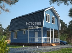 Проект дома из бруса 6х9 с мансардой и террасой: цена строительства под ключ - недорого