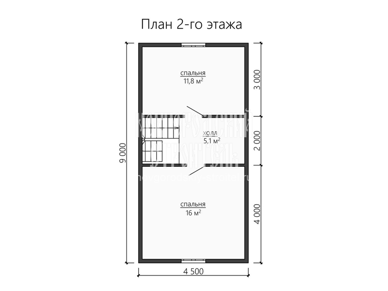 Планировка 2 этажа каркасного дома с мансардой 9 на 8 м