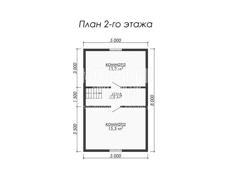 План 2 этажа каркасного дома с мансардой 8 на 7 м